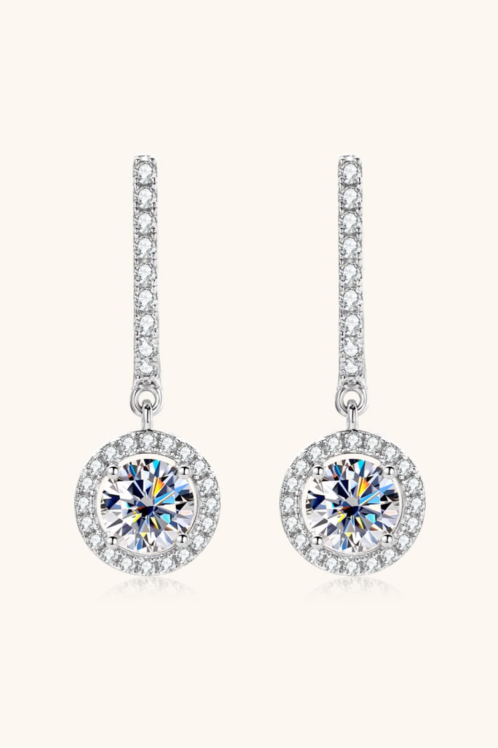 2 Carat Moissanite Platinum-Plated 925 Sterling Silver Drop Earrings - Sparkala