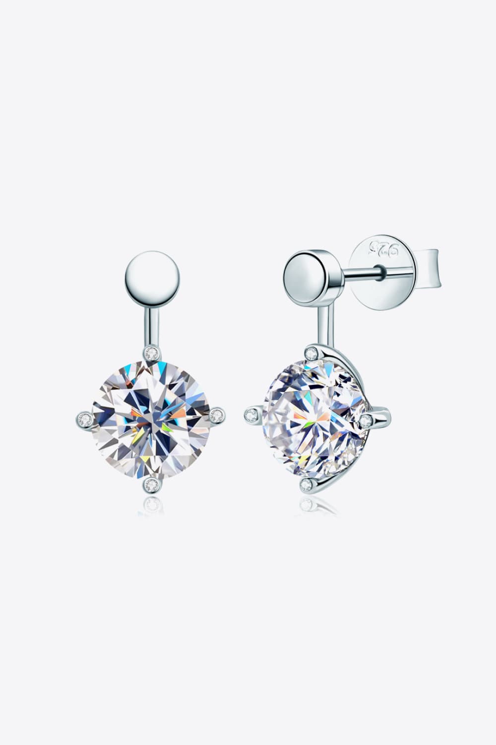 Adored 4 Carat Sparkala™ Moissanite Drop Earrings (Platinum-Plated Fine Silver)