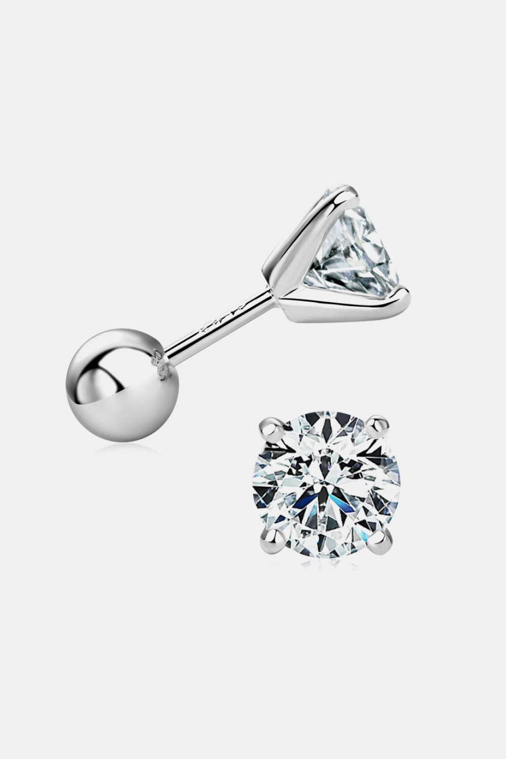 2 Carat Moissanite Platinum-Plated 925 Sterling Silver Stud Earrings - Sparkala