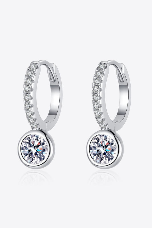 1 Carat Moissanite Rhodium-Plated Drop Earrings - Sparkala