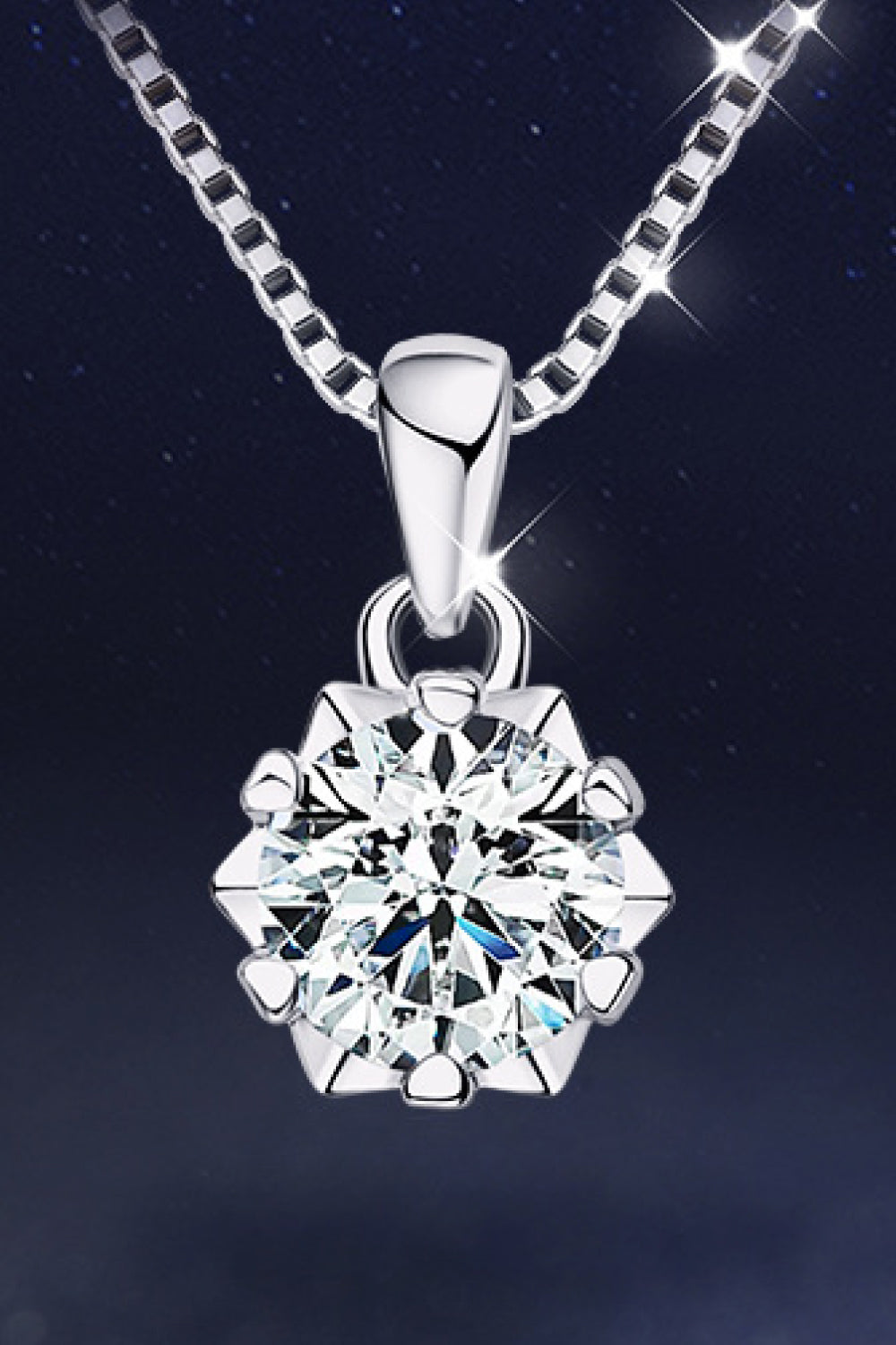 1 Carat Moissanite Pendant Platinum-Plated Necklace - Sparkala