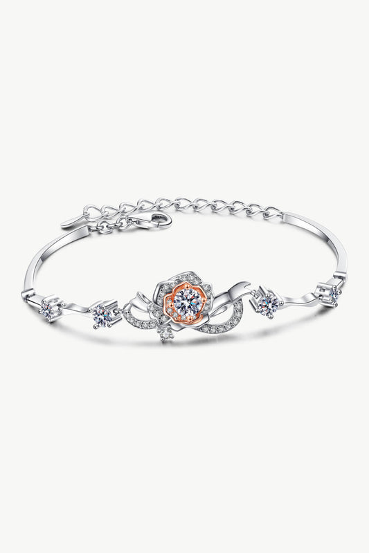 Rhodium-Plated Pure Sterling Silver Moissanite Bracelet