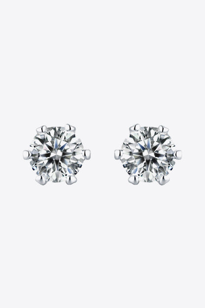 Good Days Ahead Moissanite Stud Earrings (Platinum-Plated Fine Silver) - Sparkala