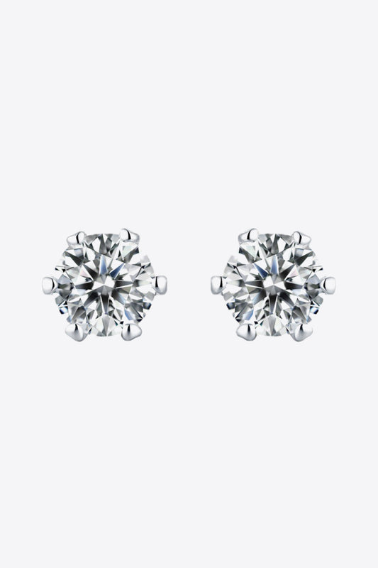 Good Days Ahead Moissanite Stud Earrings (Platinum-Plated Fine Silver) - Sparkala