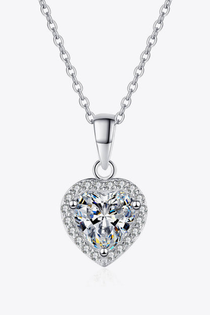 1 Carat Moissanite Heart Pendant Chain Necklace - Sparkala