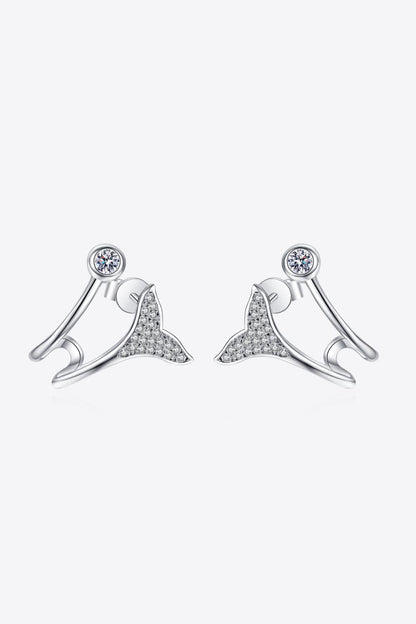 Sparkala™ Moissanite Fishtail Rhodium-Plated Earrings