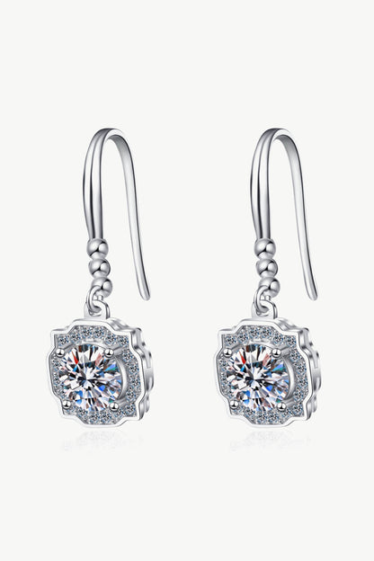 Rhodium-Plated Pure Sterling Silver Sparkala™ Moissanite Hook Earrings