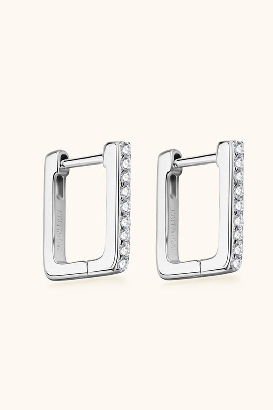 Moissanite Geometric Platinum-Plated 925 Sterling Silver Earrings