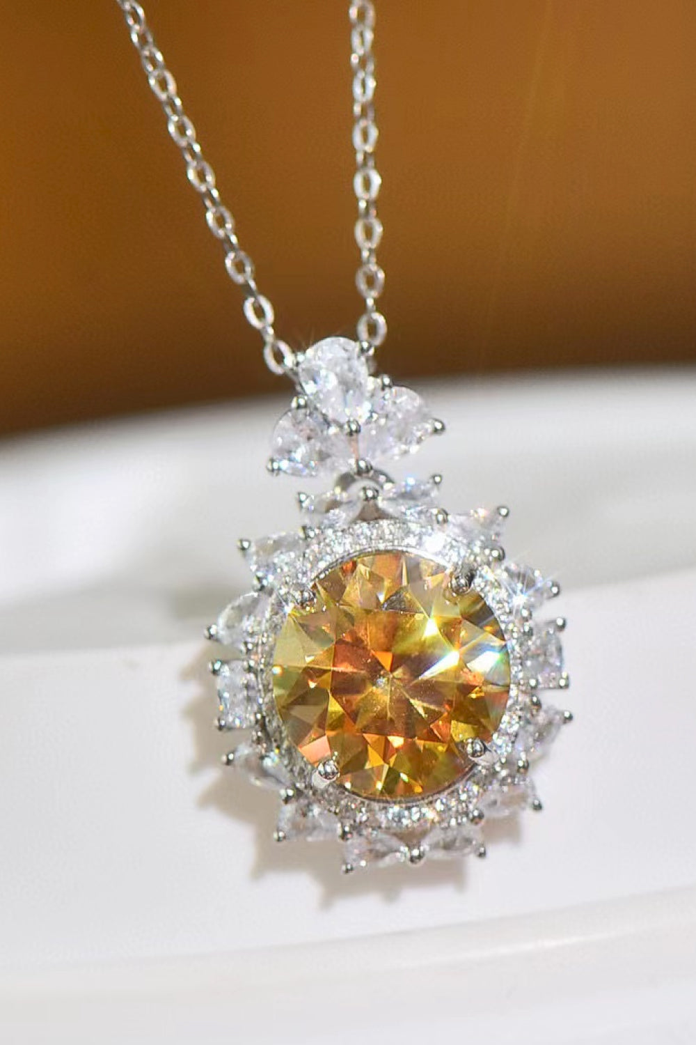 5 Carat Yellow Sparkala™ Moissanite Pendant Necklace (Platinum-Plated Fine Silver)