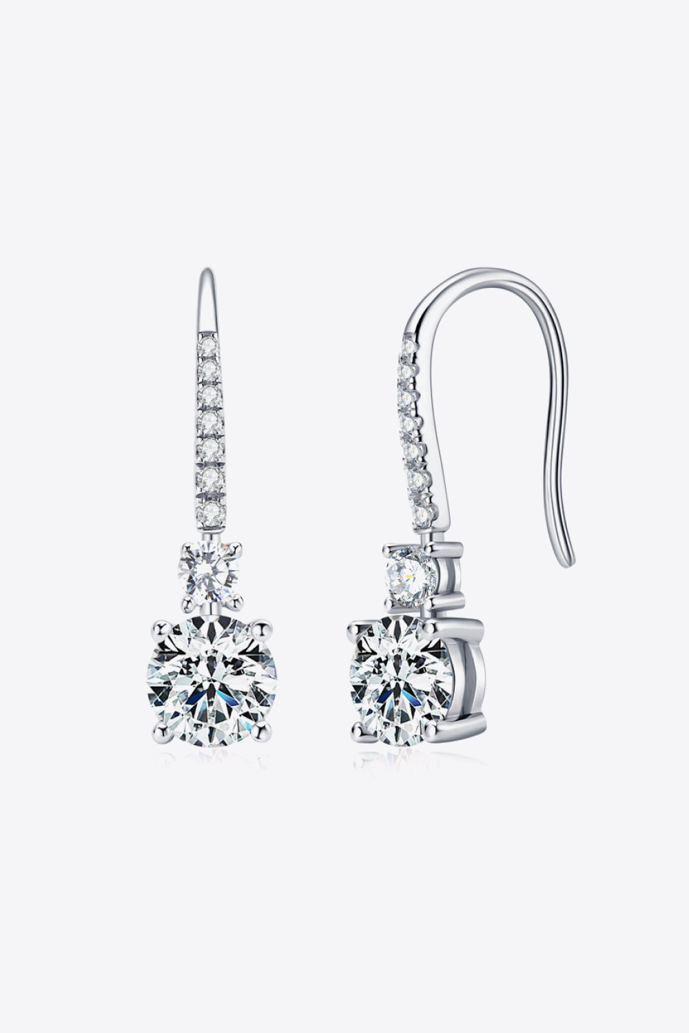 2 Carat Moissanite Platinum-Plated 925 Sterling Silver Drop Earrings - Sparkala