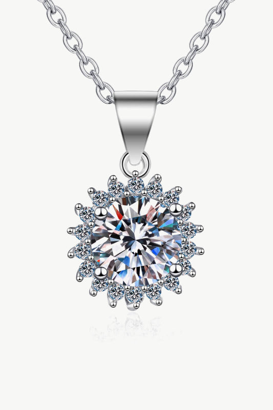 Rhodium-Plated Pure Sterling Silver Sparkala™ Moissanite Pendant Necklace