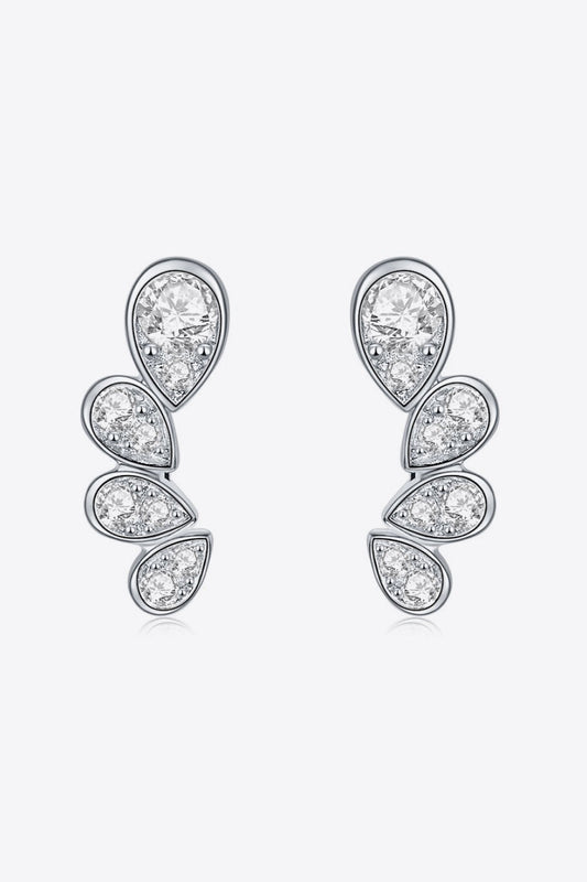 Pear Shape Moissanite Earrings (Platinum-Plated Fine Silver)