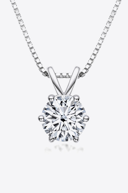 925 Sterling Silver 1 Carat Sparkala™ Moissanite Pendant Necklace (Platinum-Plated Fine Silver)