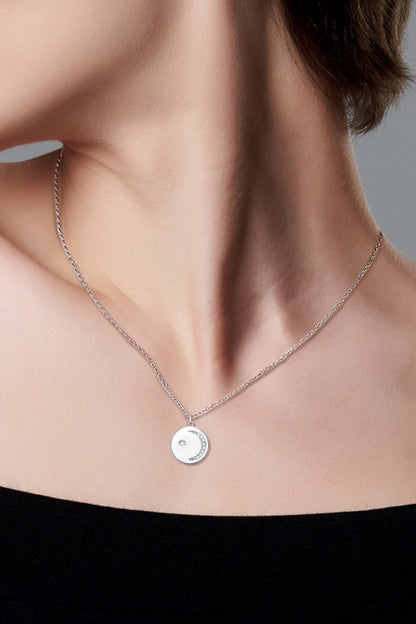 Sparkala™ Moissanite Round Pendant Necklace (Platinum-Plated Fine Silver)