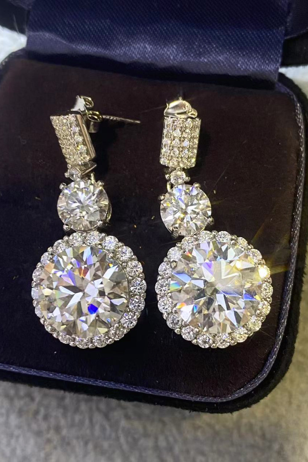 12 Carat Moissanite Platinum-Plated Drop Earrings - Sparkala