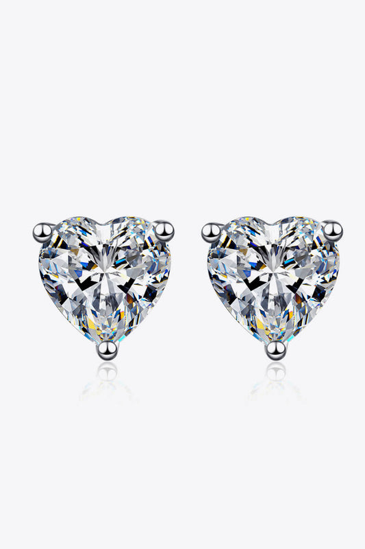 2 Carat Moissanite Heart-Shaped Stud Earrings - Sparkala