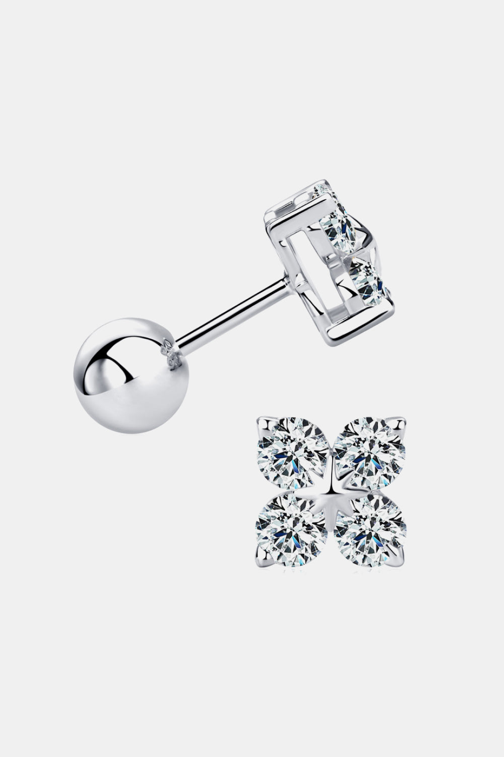 Sparkala™ Moissanite Platinum-Plated 925 Sterling Silver Four-Leaf Clover Shape Earrings