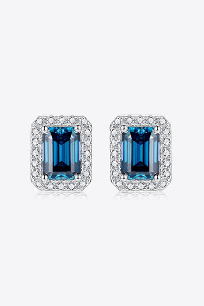 2 Carat Moissanite Stud Earrings in Indigo (Platinum-Plated Fine Silver) - Sparkala