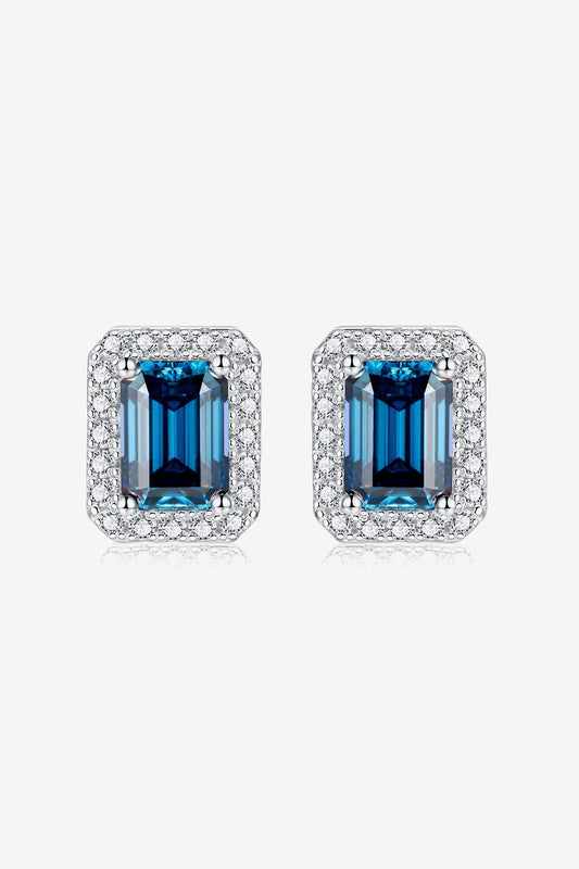 2 Carat Moissanite Stud Earrings in Indigo (Platinum-Plated Fine Silver) - Sparkala