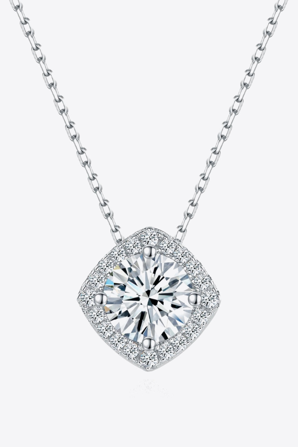 1 Carat Moissanite Geometric Pendant Necklace (Platinum-Plated Fine Silver) - Sparkala