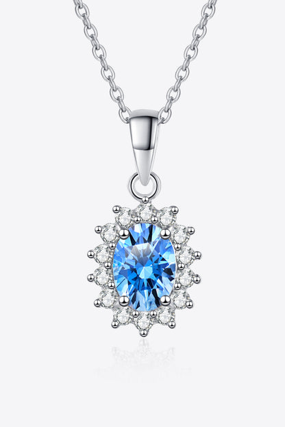 1 Carat Moissanite Rhodium-Plated Pure Sterling Silver Necklace - Sparkala