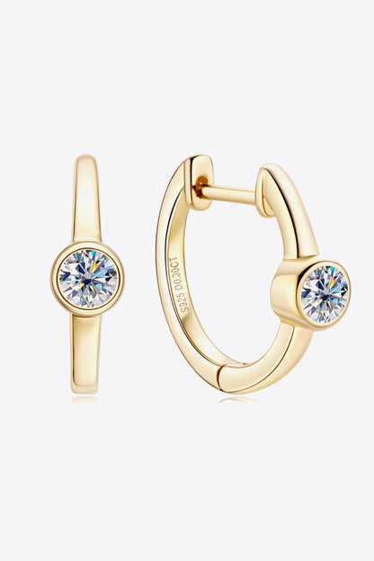 18k Gold-Plated Inlaid Moissanite Huggie Earrings (Platinum-Plated Fine Silver) - Sparkala