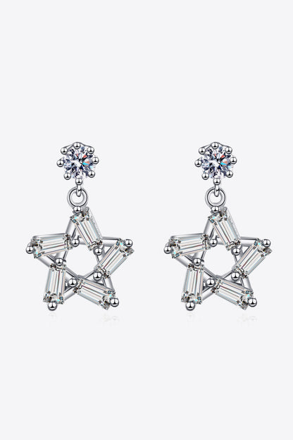 Pure Sterling Silver Inlaid Sparkala™ Moissanite Star Earrings