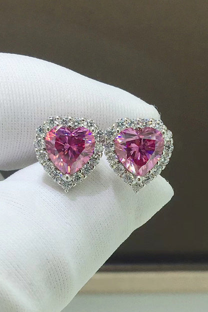 2 Carat Moissanite Heart-Shaped Earrings - Sparkala