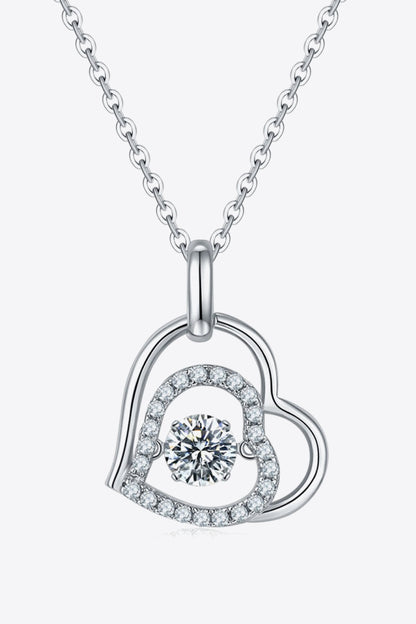 Sparkala™ Moissanite Heart Pendant Necklace (Platinum-Plated Fine Silver)