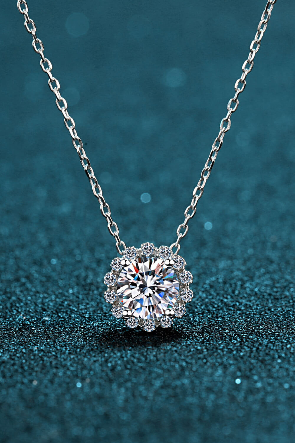 Flower-Shaped Moissanite Pendant Necklace - Sparkala