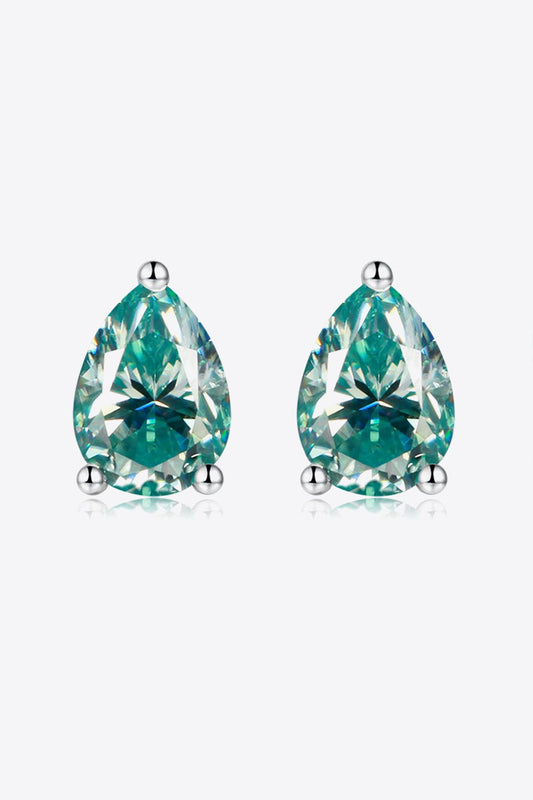 2 Carat Moissanite Teardrop Earrings (Platinum-Plated Fine Silver) - Sparkala