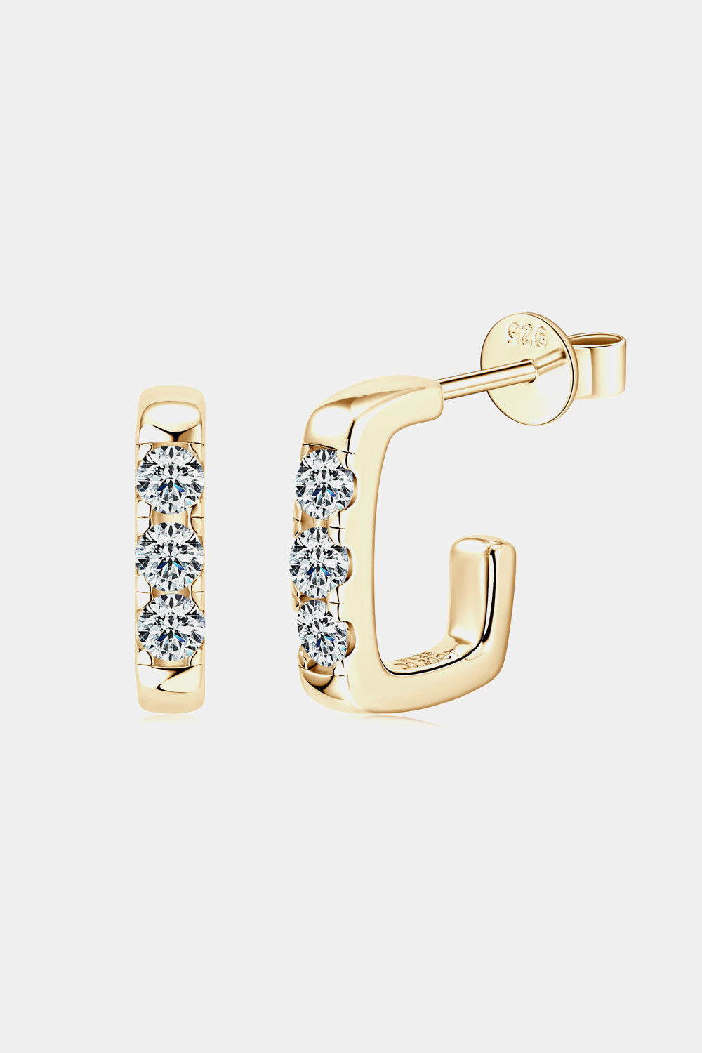 Sparkala™ Moissanite Platinum-Plated 925 Sterling Silver Geometrical Huggie Earrings