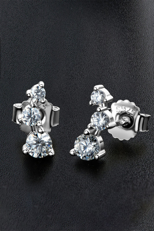 Adored Your Way Moissanite Stud Earrings (Platinum-Plated Fine Silver)