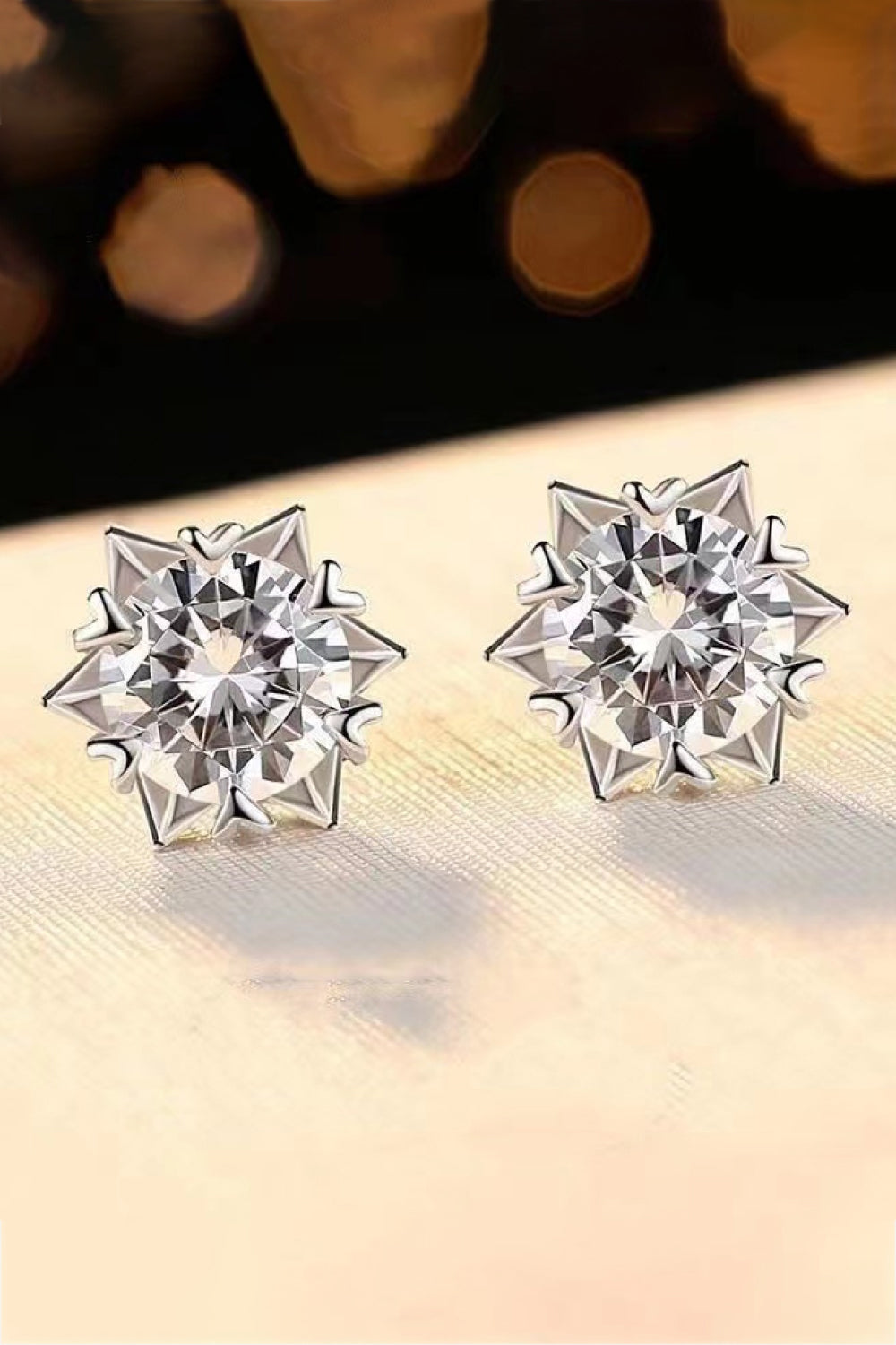 Stuck On You 4 Carat Moissanite Stud Earrings (Platinum-Plated Fine Silver)