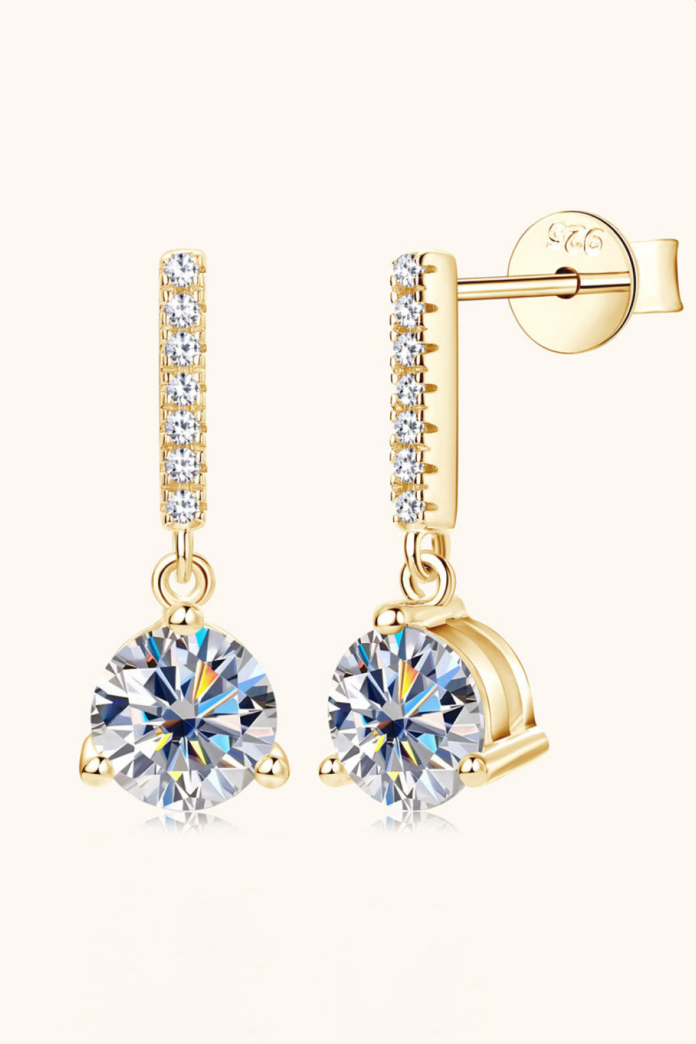 2 Carat Moissanite Platinum-Plated 925 Sterling Silver Drop Earrings - Sparkala