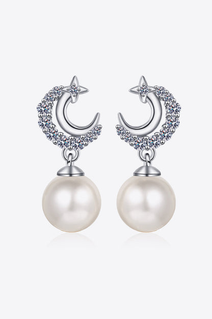 Sparkala™ Moissanite Pearl Drop Earrings