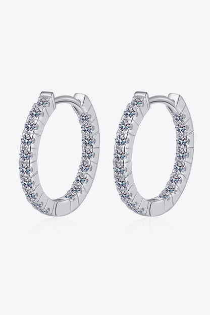 Sparkala™ Moissanite Rhodium-Plated Pure Sterling Silver Huggie Earrings