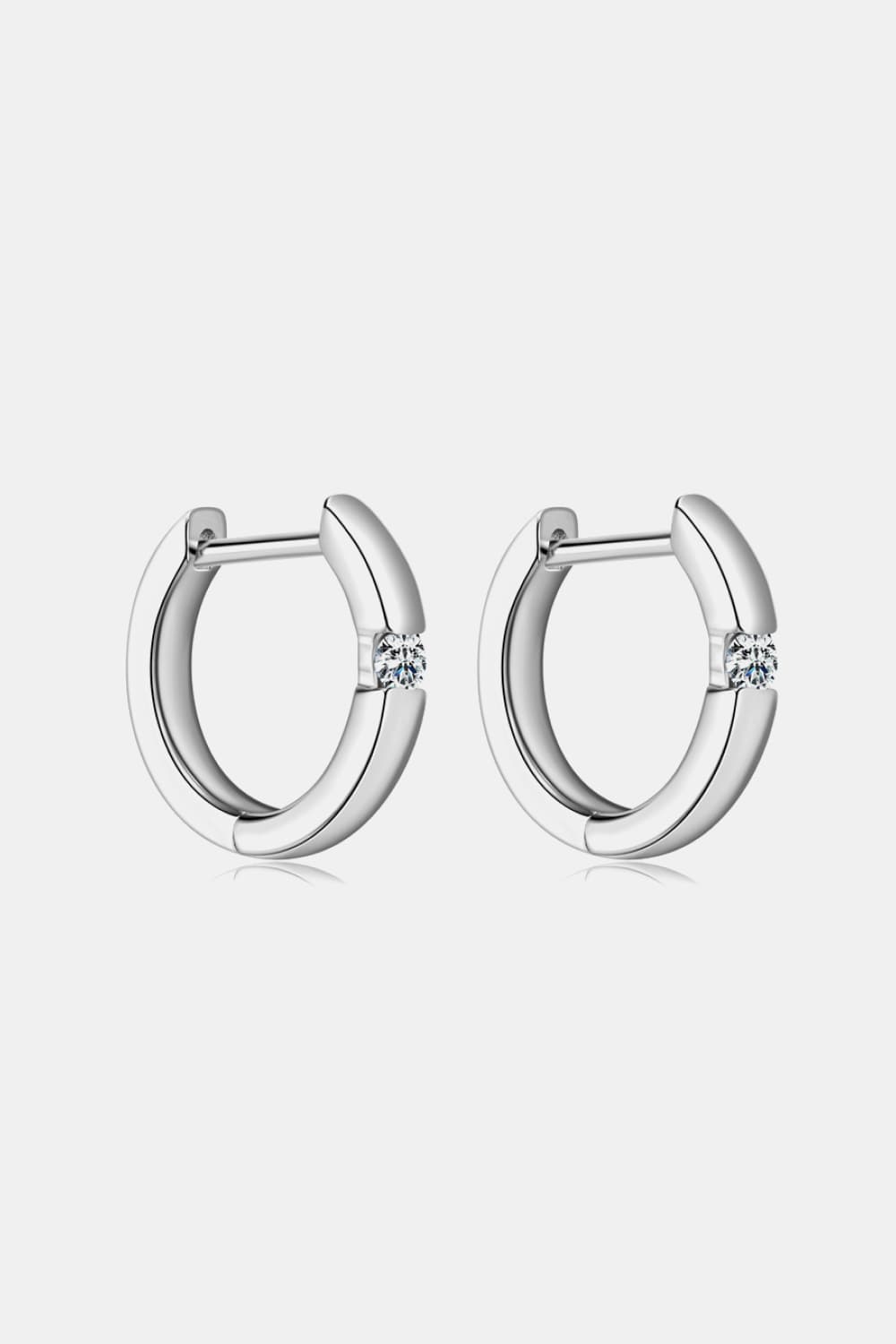 Sparkala™ Moissanite Platinum-Plated 925 Sterling Silver Huggie Earrings