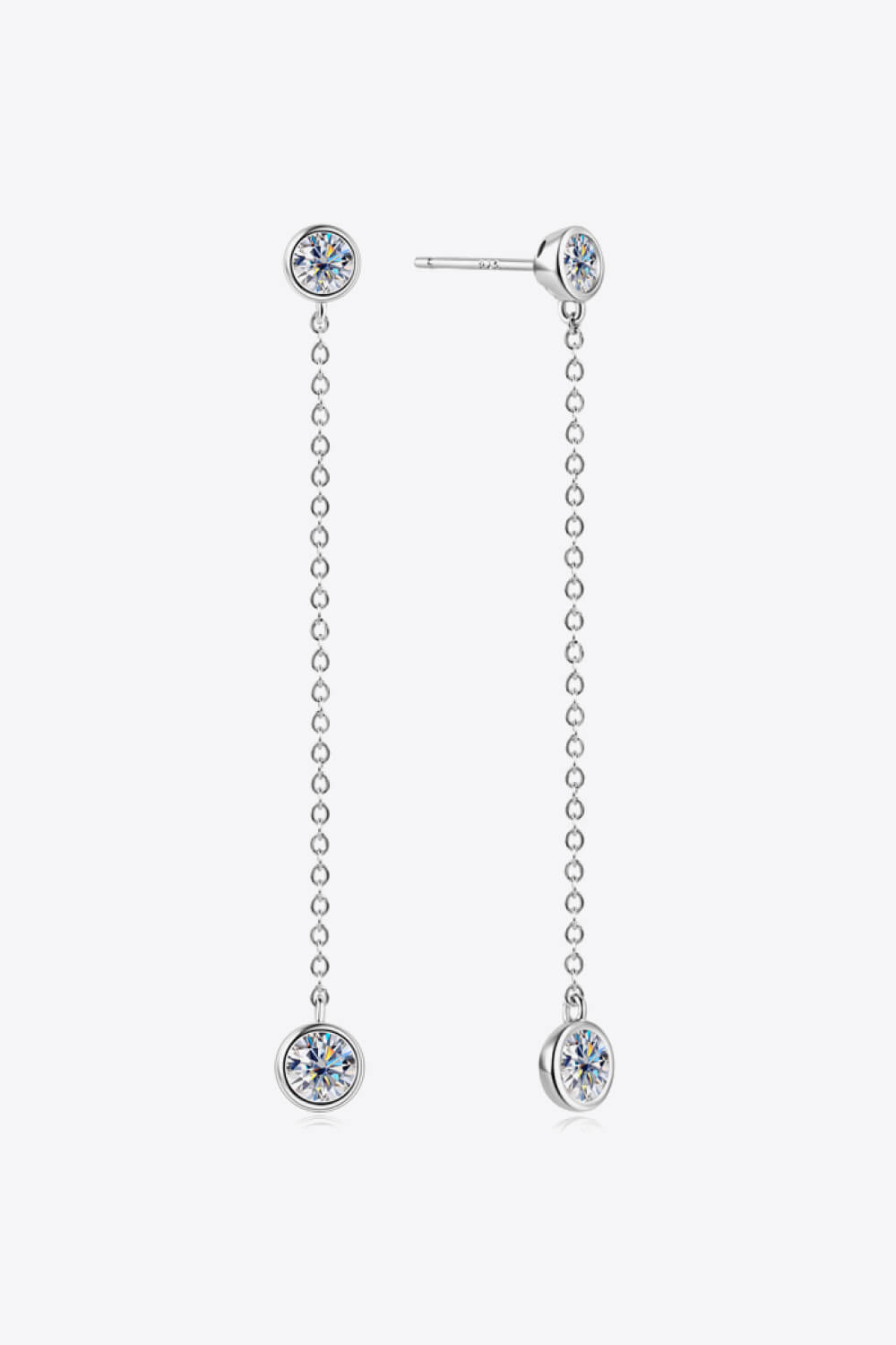 Adored Sparkala™ Moissanite Chain Earrings (Platinum-Plated Fine Silver)