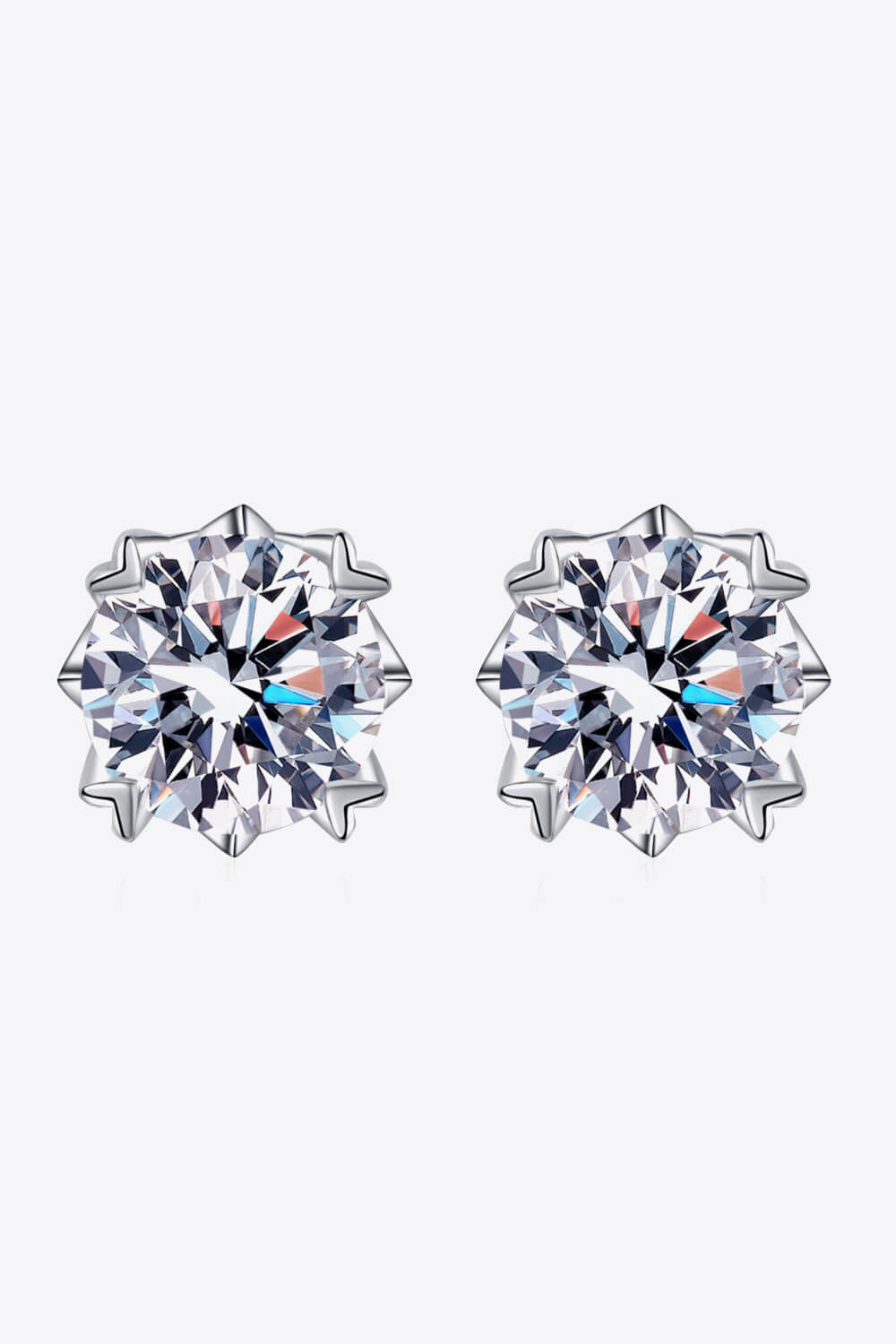 Rhodium-Plated Pure Sterling Silver 4 Carat Sparkala™ Moissanite Stud Earrings