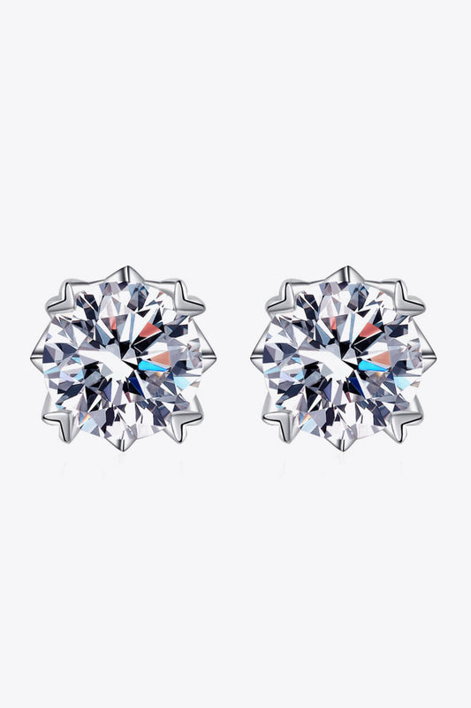 Rhodium-Plated Pure Sterling Silver 4 Carat Sparkala™ Moissanite Stud Earrings