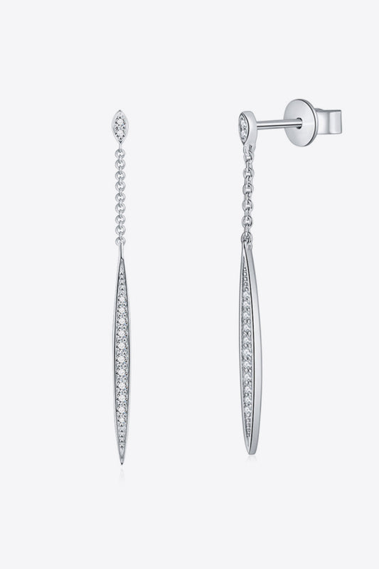 Elegant Moissanite 925 Sterling Silver Drop Earrings (Platinum-Plated Fine Silver)