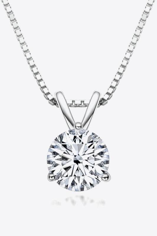 Adored Show Off 1 Carat Moissanite Pendant Necklace (Platinum-Plated Fine Silver)