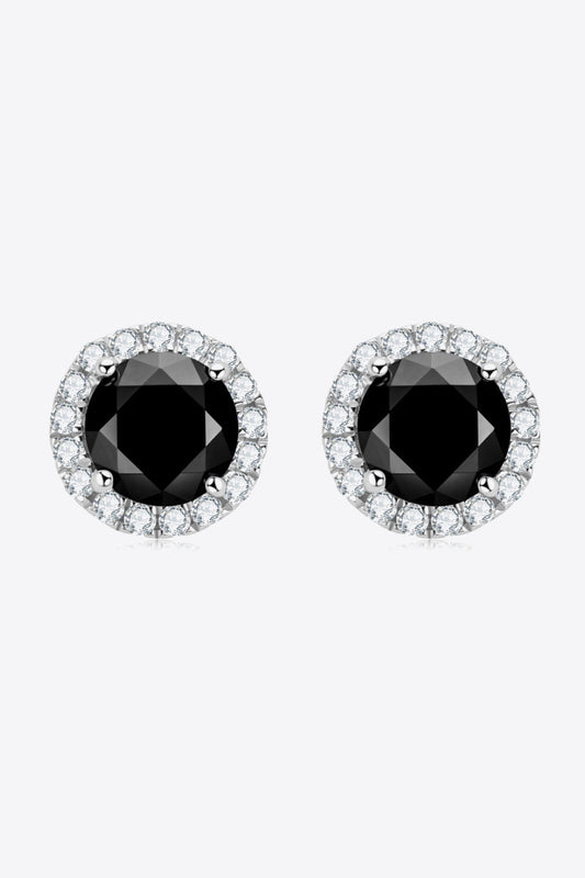 Two-Tone 4-Prong Moissanite Stud Earrings (Platinum-Plated Fine Silver)
