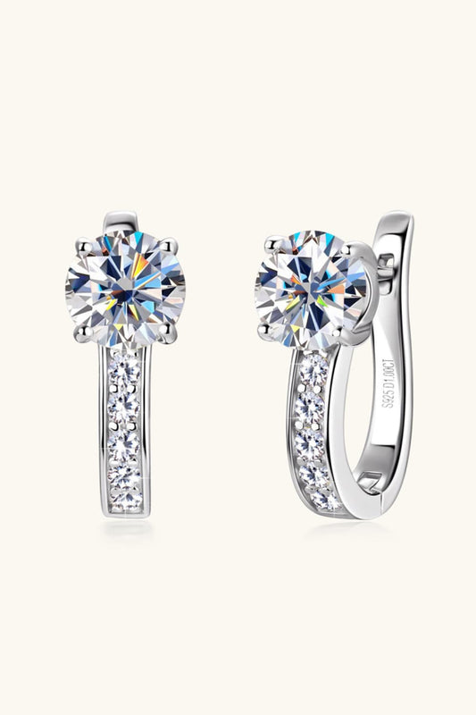 2 Carat Moissanite Platinum-Plated 925 Sterling Silver Earrings - Sparkala