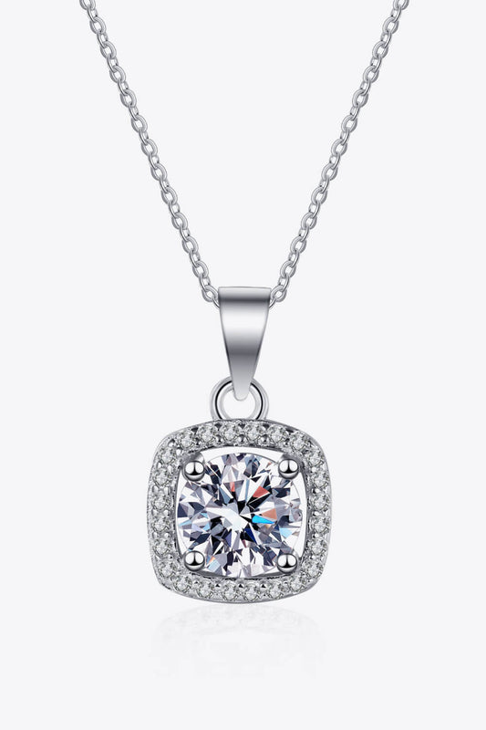 1 Carat Sparkala™ Moissanite Square Pendant Chain Necklace