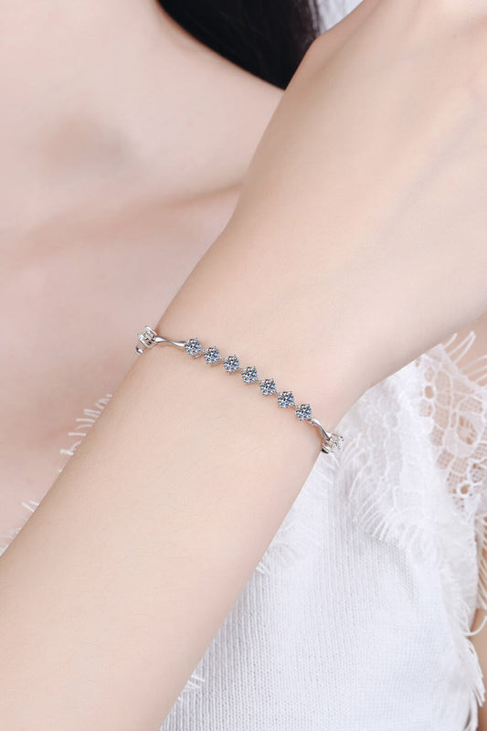 Moissanite Rhodium-Plated Pure Sterling Silver Bracelet