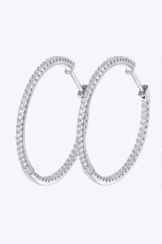 Adored Inlaid Sparkala™ Moissanite 925 Sterling Silver Hoop Earrings (Platinum-Plated Fine Silver)