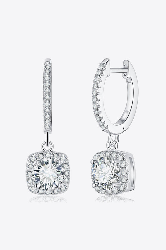 Adored Sparkala™ Moissanite Huggie Drop Earrings (Platinum-Plated Fine Silver)