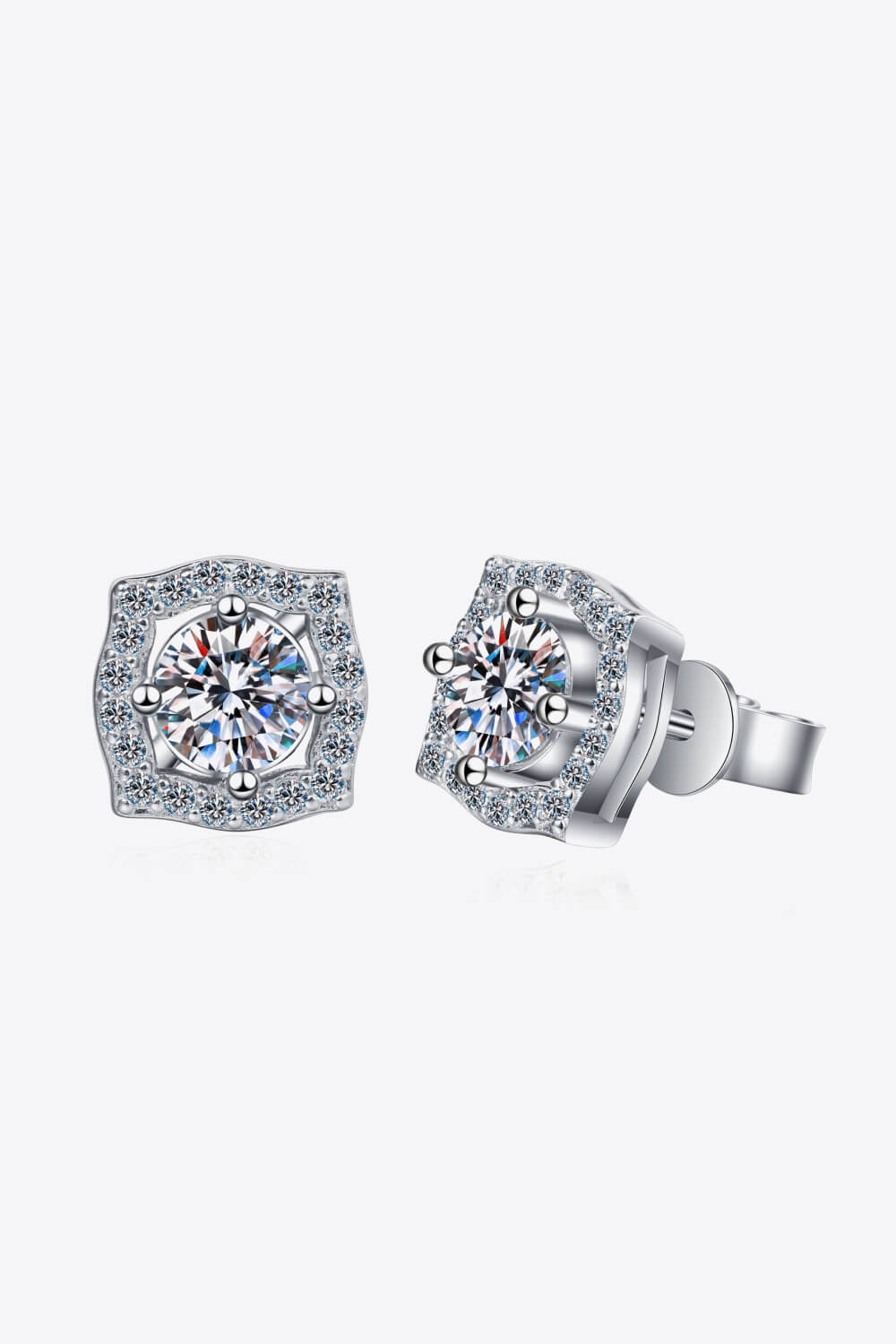 1 Carat Moissanite Geometric Stud Earrings - Sparkala